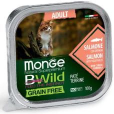 Вологий корм MONGE (Монж) BWild Grain Free Wet Adult Cat Salmone для котів з лососем та овочами 100 г