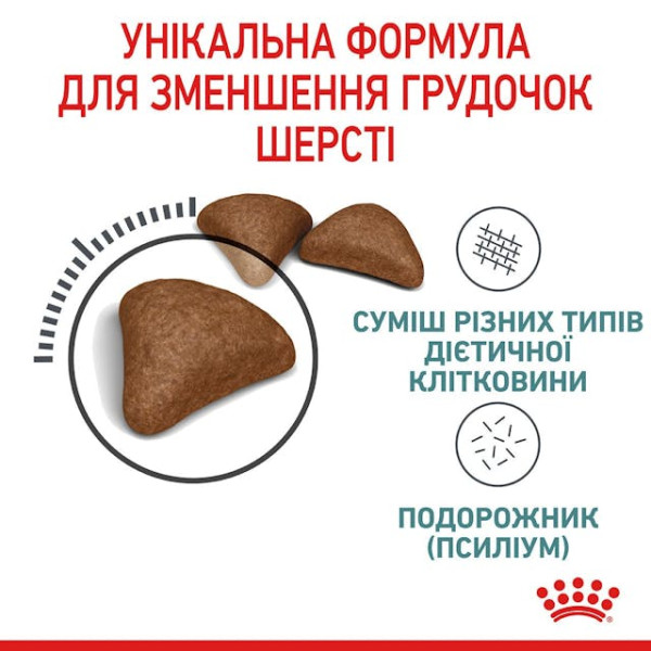 Сухий корм для інтенсивного виведення грудочок шерсті у котів Royal Canin Hairball Care 2 кг