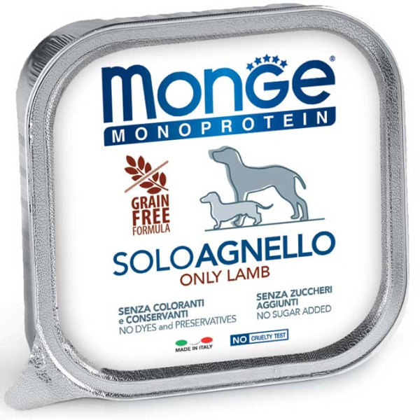 Вологий корм MONGE (Монж) Dog Monoprotein Solo Agnello для собак паштет з ягня 150 г