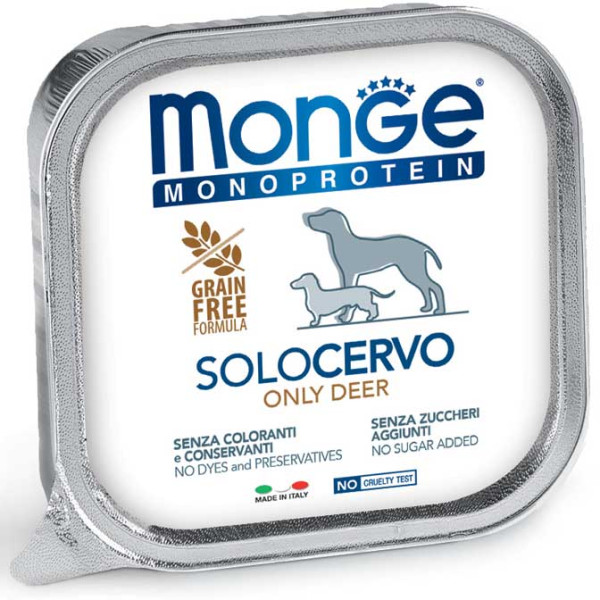 Вологий корм MONGE (Монж) Dog Monoprotein Solo Cervo для собак паштет з олениною 150 г