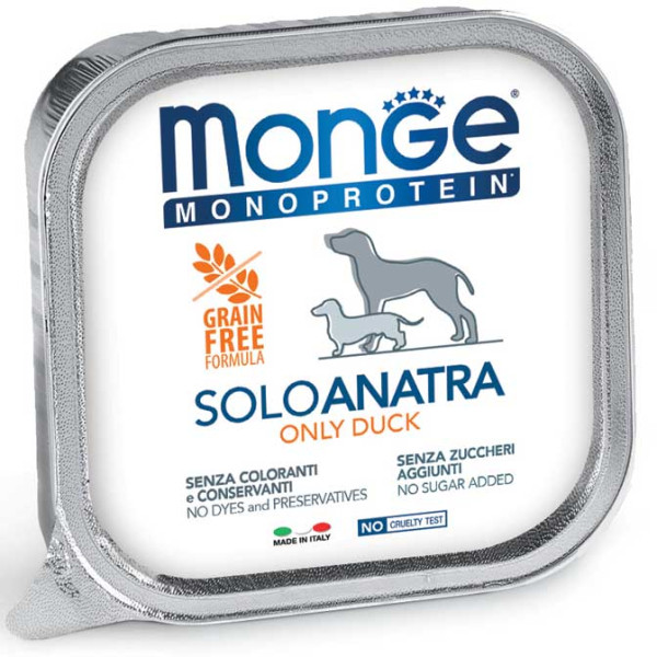 Вологий корм MONGE (Монж) Dog Monoprotein Solo Antra для собак паштет з качкою 150 г