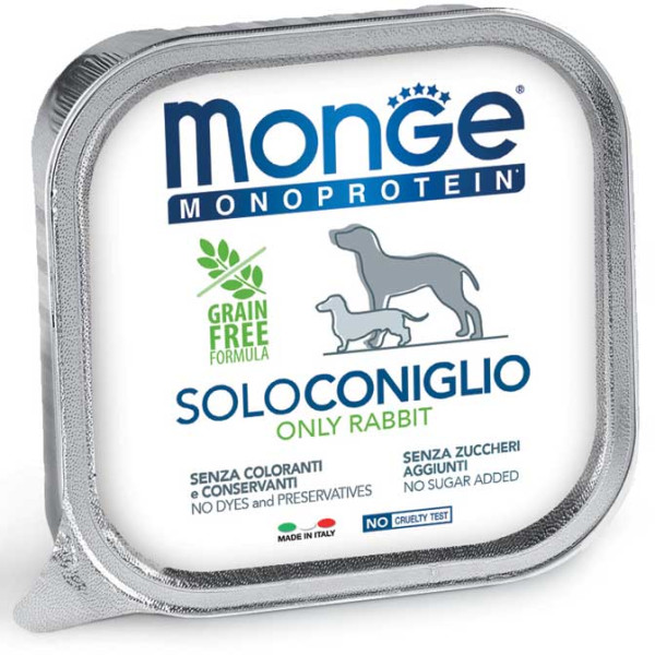 Вологий корм MONGE (Монж) Dog Monoprotein Solo Coniglio для собак паштет з кроликом 150 г