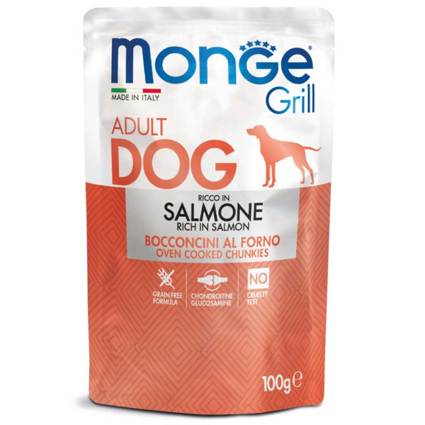 Вологий корм MONGE (Монж) Dog Grill Pouch Salmon для собак з лососем 100 г