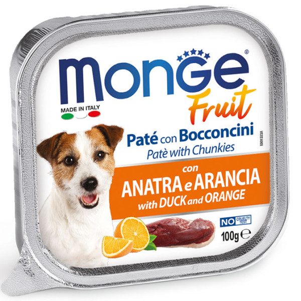 Вологий корм MONGE (Монж) Dog Fruit Duck & Orange для собак качка та апельсин 100 г