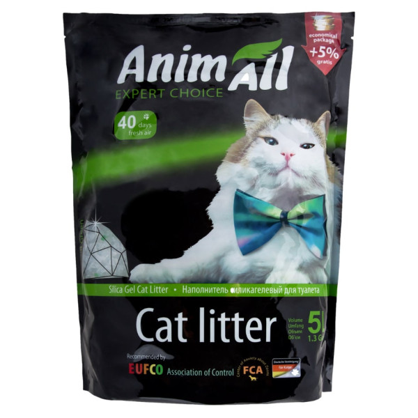 Наповнювач для котячого туалету AnimAll Зелений смарагд силікагелевий вбирний 2,1 кг (5 л)