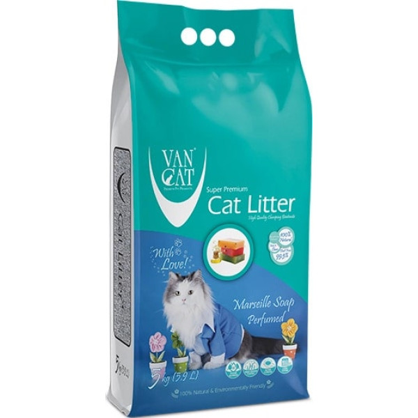 Наповнювач для котячого туалету Van Cat Super Premium Quality Marseille Soap Бентонітовий грудкувальний 5 кг (6 л)