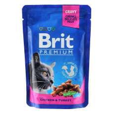 Вологий корм Brit Premium Сhicken & Turkey для кішок смак курки та індички 100 г