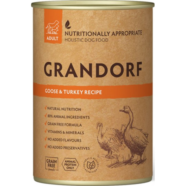 Вологий корм Grandorf (Грандорф) Goose & Turkey Recipe для собак з м'ясом гусака та індичкою 400 г