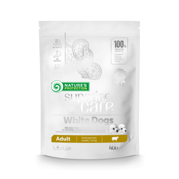 Сухий корм Nature's Protection Superior Care White Dogs Adult Small and Mini Breeds для білих собак міні порід, ягня 400 г