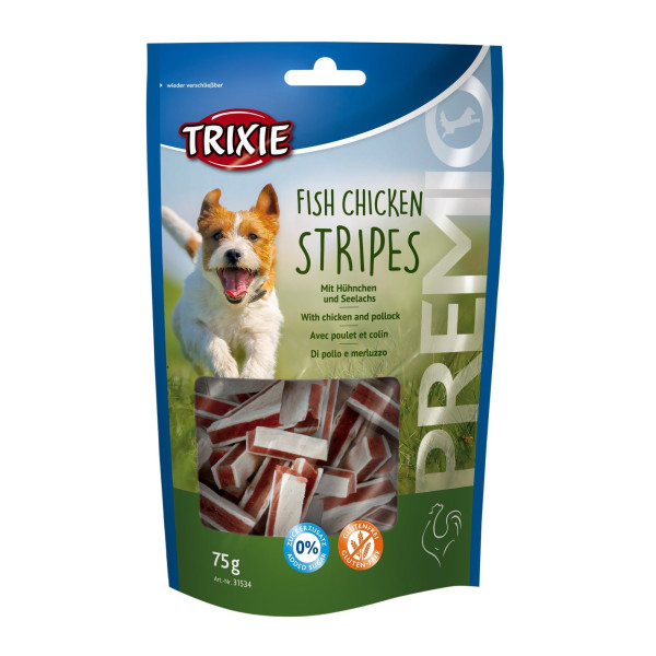 Ласощі для собак Trixie Premio Chicken and Pollock Stripes палички курка та лосось 75 г