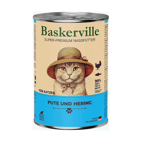 Вологий корм Baskerville (Баскервіль) для котів Індичка та риба 400 г