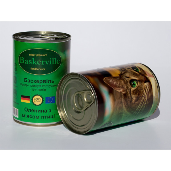 Вологий корм Baskerville (Баскервіль) для котів Оленина з м'ясом курки 400 г