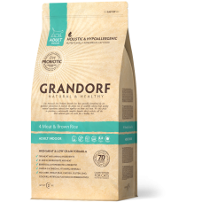 Сухий корм Grandorf (Грандорф) 4 Meat & Brown Rice Adult Indoor для дорослих котів 4 види м'яса з рисом 400 г