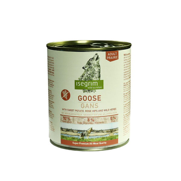 Вологий корм Isegrim (Ісегрім) Goose with Sweet Potato, Rose Hip & Wild Herbs для собак з м'ясом гусака 800 г