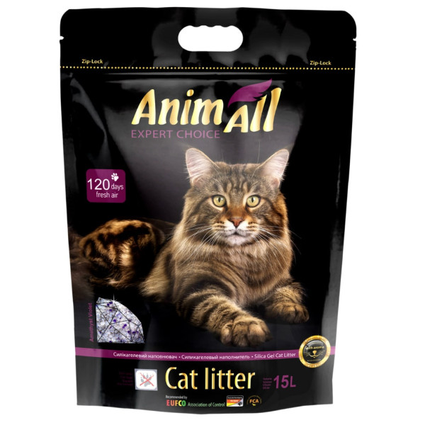 Наповнювач для котячого туалету AnimAll Преміум Фіолетовий аметист силікагелевий вбирний 6,7 кг (15 л)