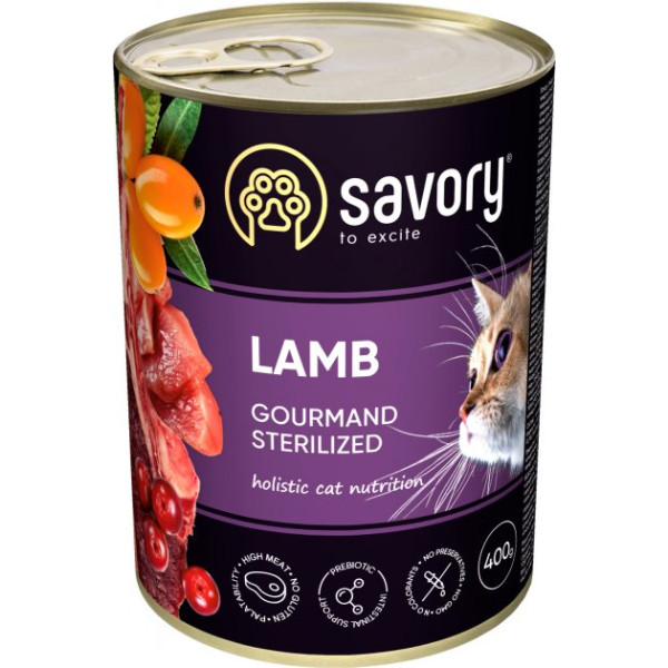 Вологий корм Savory Sterilised Lamb для стерилізованих котів смак ягняти