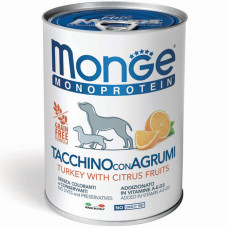 Вологий корм MONGE (Монж) Dog Monoprotein Turkey With Citrus Fruits для собак індичка з цитрусами 400 г