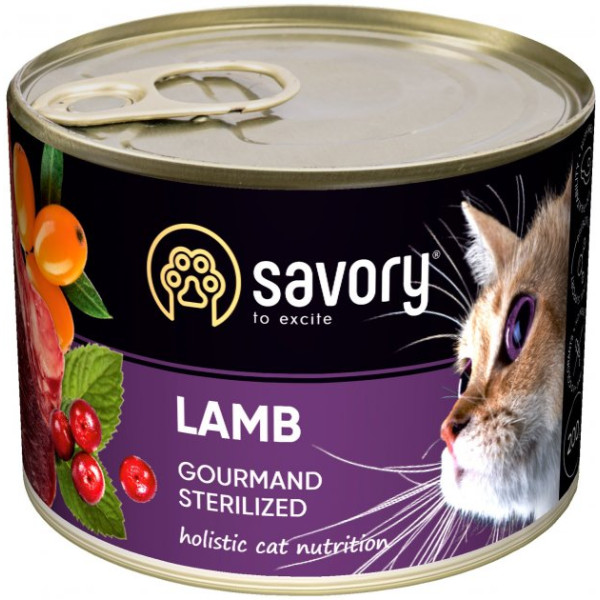 Вологий корм Savory Sterilized Lamb для стерилізованих котів смак ягняти 200 г