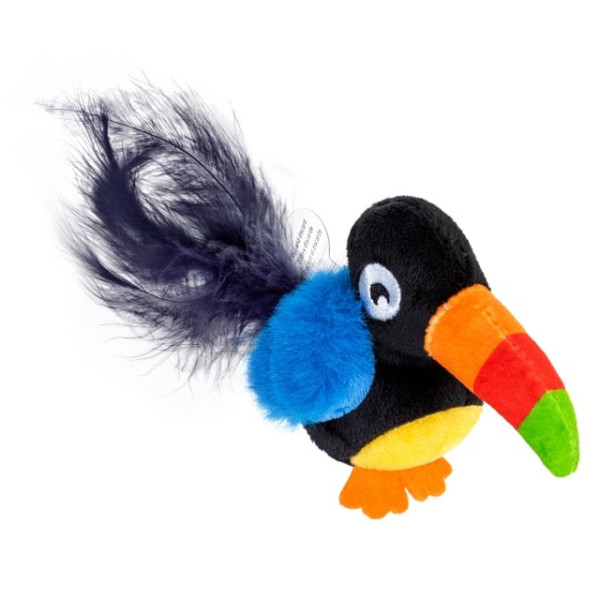 Іграшка для котів Тукан зі звуковим чипом GiGwi Melody chaser, текстиль, перо, 10 см Іграшка для котів Тукан зі звуковим чипом GiGwi Melody chaser, текстиль, перо, 10 см