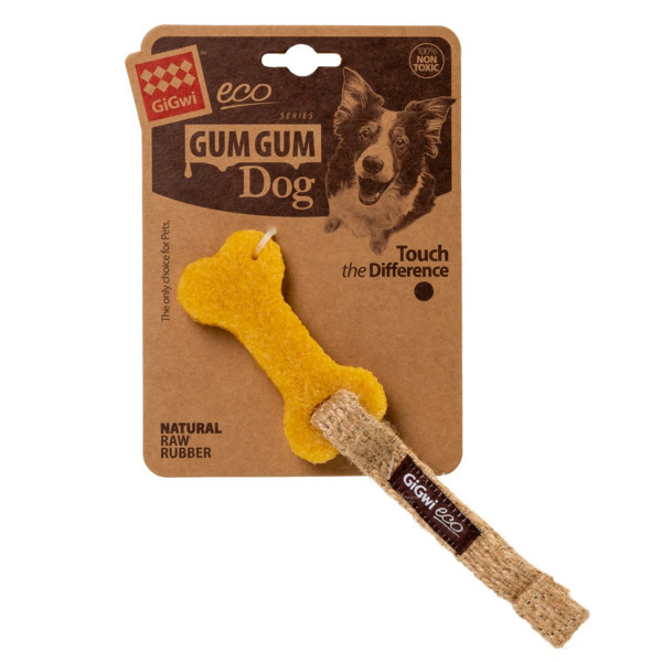 Іграшка для собак Маленька кістка GiGwi Gum Gum, екогума, джут, 9 см