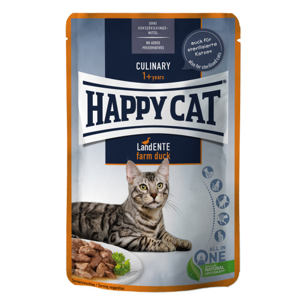 Вологий корм Happy Cat (Хеппі Кет) Culinary Land Ente для котів качка шматочки в соусі 85 г